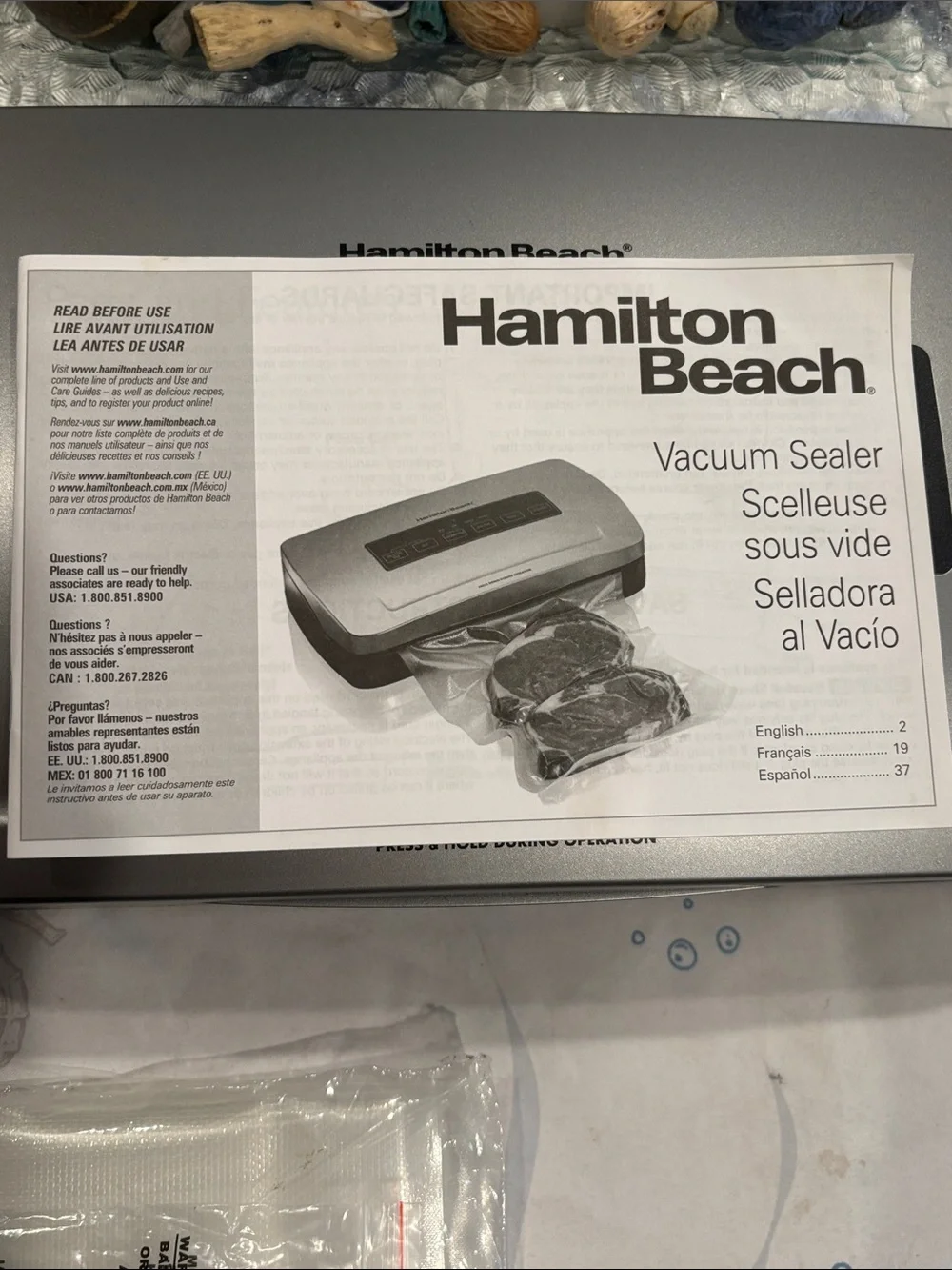 Hamilton Beach NutriFresh Vacuum Sealer- Model: 78220